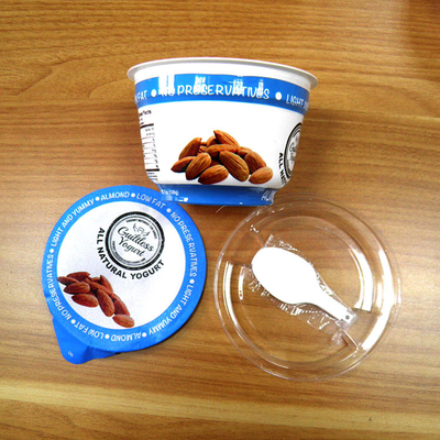 recipiente descartável do iogurte dos copos do iogurte de 200ml 7oz com as tampas da folha de alumínio