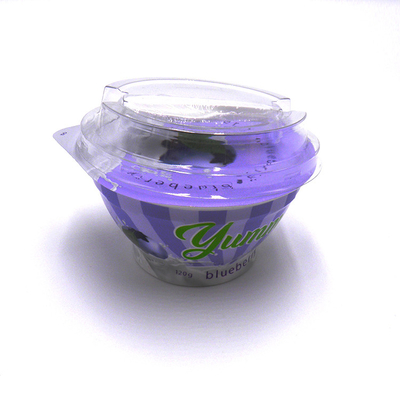 copos de empacotamento do iogurte 120ml plástico com do costume plástico dos copos do produto comestível das tampas os copos plásticos