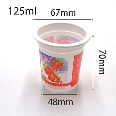 copo de empacotamento do iogurte plástico material amigável feito sob encomenda do leite do eco 125ml PP