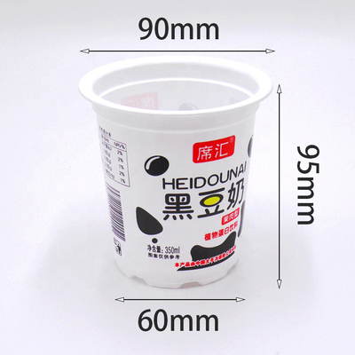 copo superior de /juice do iogurte do tamanho do material 95mm do produto comestível de 350ml pp