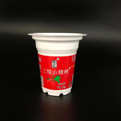 Os copos de café plásticos descartáveis de Oripack 250g a tampa biodegradável da folha do gelado Alu